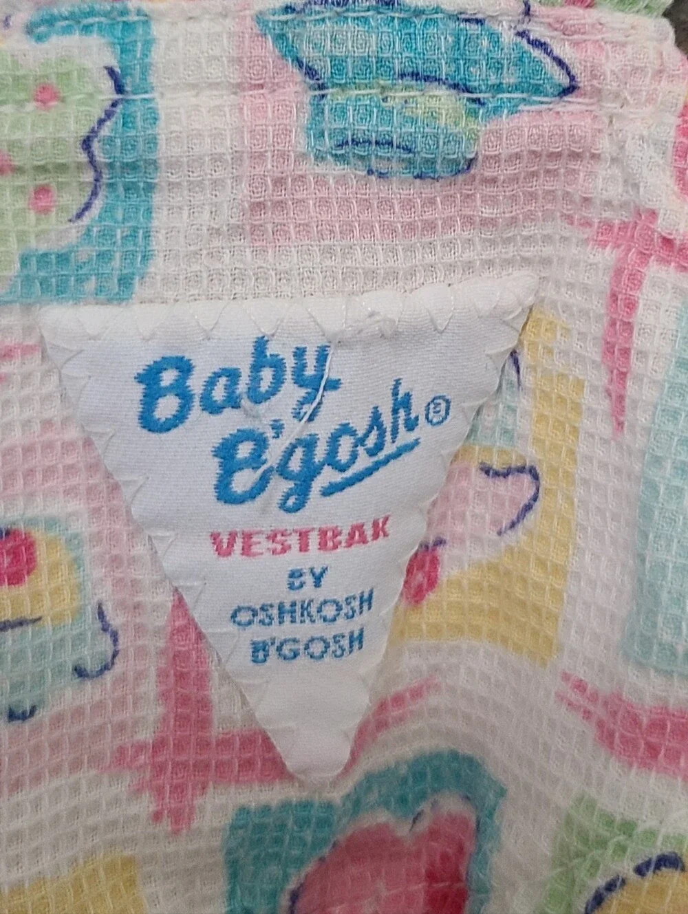 Vtg Oshkosh Baby B’Gosh Vestbak Overalls Bubble Romper Girls 3/6M Heart Flower